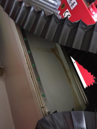 Folded material near a doorway