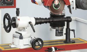 Industrial grinding machine with attachments